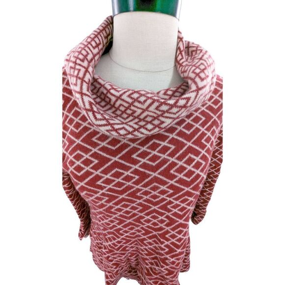Moth Women Geometric Print Long Sleeve Cowl Collar Sweater Red Size Small - Picture 3 of 13